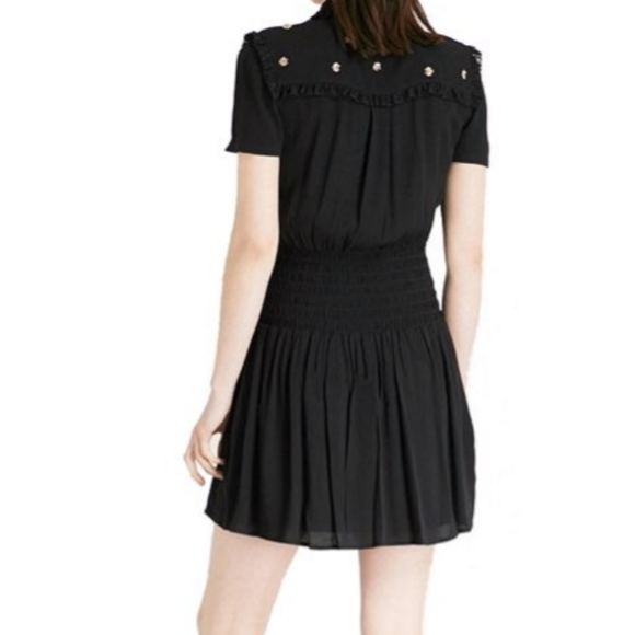 Maje Ravanna Bee Embellished Crepe Dress in Black - Picture 2 of 10